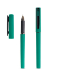 Roller reciclado con cuerpo gomoso y escritura suave tinta negra color verde vista 1