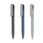 Bolígrafo con acabado goma y clip metálico efecto espejo tinta negra vista con varios colores