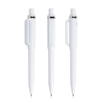 Bolígrafo de ABS reciclado con mecanismo de pulsación tinta azul color blanco