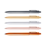 Bolígrafo ecológico con clip integrado y relieve a rayas tinta negra vista 1