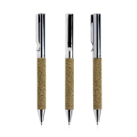 Bolígrafo de acero inoxidable y residuos de té giratorio tinta negra color plateado