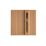 Bolígrafo de acero inoxidable y residuos de té giratorio tinta negra vista 1