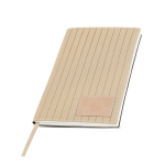 Libreta de PU texturizado y parche personalizable A5 hojas lisas color beige vista 1