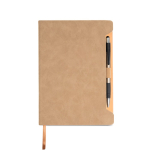 Libreta ecológica con soporte lateral para bolígrafo A5 hojas lisas color beige vista 2