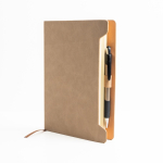Libreta ecológica con soporte lateral para bolígrafo A5 hojas lisas color beige vista 2