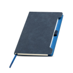 Libreta ecológica con soporte lateral para bolígrafo A5 hojas lisas color azul marino vista 1