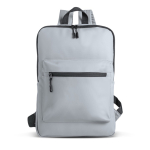 Mochila de piel PU con diseño fino y acabado elegante 15.6” color gris claro