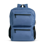 Mochila de piel PU con bolsillos frontales y laterales de malla 15.6” color azul marino