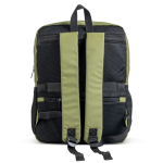Mochila de piel PU con bolsillos frontales y laterales de malla 15.6” color verde oliva vista 2