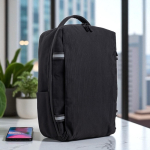 Mochila de bambú jacquard con cremalleras impermeables PC 15.6” vista de ambiente