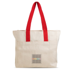 Bolso de algodón canvas con cierre y asas de colores 280 g/m2 color rojo vista con logo impreso