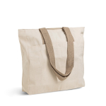 Bolso de algodón canvas con cierre y asas de colores 280 g/m2 color caqui vista 1