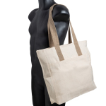 Bolso de algodón canvas con cierre y asas de colores 280 g/m2 color caqui