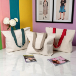 Bolso de algodón canvas con cierre y asas de colores 280 g/m2 vista 2