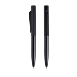 Set de bolígrafo y roller de aluminio con diseño hexagonal tinta negra color negro vista 2