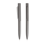 Set de bolígrafo y roller de aluminio con diseño hexagonal tinta negra color antracita vista 2