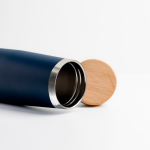 Botella térmica de acero inoxidable con tapa de bambú natural 550ml vista 5