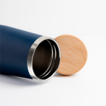 Botella térmica de acero inoxidable con tapa de bambú natural 550ml vista 2