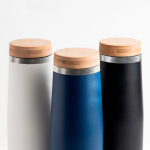 Botella térmica de acero inoxidable con tapa de bambú natural 550ml vista 5