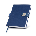 Agenda con vista diaria en español y portugués con cierre magnético A5 color azul real vista 1