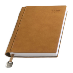 Agenda diaria en español y portugués con funda de tacto de ante A5 color marrón claro