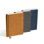Agenda diaria en español y portugués con funda de tacto de ante A5 color marrón claro