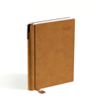 Agenda diaria en español y portugués con funda de tacto de ante A5 color marrón claro
