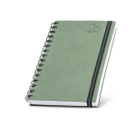 Agenda diaria en español y portugués con funda de piel PU y doble anilla A5 color verde bosque vista 1