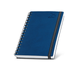 Agenda diaria en español y portugués con funda de piel PU y doble anilla A5 color azul marino vista 1