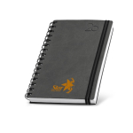 Agenda diaria en español y portugués con funda de piel PU y doble anilla A5 vista con logo impreso