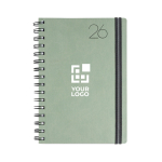 Agenda diaria en español y portugués con funda de piel PU y doble anilla A5 vista de impresión