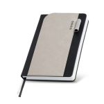 Agenda diaria en español y portugués con soporte para bolígrafo A5 color gris claro vista 1