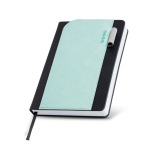 Agenda diaria en español y portugués con soporte para bolígrafo A5 color verde claro vista 1