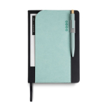 Agenda diaria en español y portugués con soporte para bolígrafo A5 color verde claro