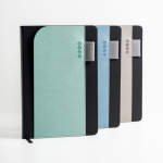 Agenda diaria en español y portugués con soporte para bolígrafo A5 vista con varios colores