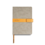 Agenda de vista diaria en español y portugués con tapa nubuck A5 color gris oscuro