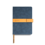 Agenda de vista diaria en español y portugués con tapa nubuck A5 color azul marino