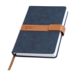 Agenda de vista diaria en español y portugués con tapa nubuck A5 color azul marino