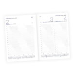 Agenda con vista diaria en español y portugués con cinta a juego A5