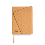 Agenda diaria en español y portugués con tapa de kraft y corcho A5 color marrón claro