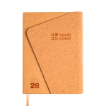 Agenda diaria en español y portugués con tapa de kraft y corcho A5 vista de impresión