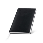 Agenda diaria con cinta plateada en español y portugués y cubierta de PU A5 color negro vista 1