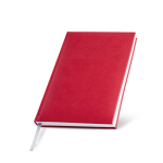 Agenda diaria con cinta plateada en español y portugués y cubierta de PU A5 color rojo vista 1