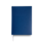 Agenda diaria con cinta plateada en español y portugués y cubierta de PU A5 color azul marino