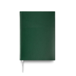 Agenda diaria con cinta plateada en español y portugués y cubierta de PU A5 color verde oscuro