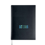 Agenda diaria con cinta plateada en español y portugués y cubierta de PU A5 vista de impresión