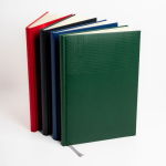 Agenda vista semanal español y portugués y páginas de papel marfil A5 vista con varios colores