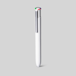 Bolígrafo multifunción de aluminio reciclado mate y tinta de 4 colores color blanco