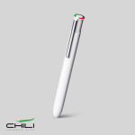 Bolígrafo multifunción de aluminio reciclado mate y tinta de 4 colores color blanco vista 1
