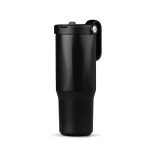 Vaso térmico de acero inoxidable reciclado con pajita abatible 900ml color negro vista 1